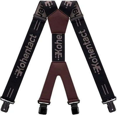 Produktbild von Kohentact Herren Hosenträger, 5 cm breit, X-Form, Schwarz, Industriequalität, verstellbare, elastische Hosenträger mit robusten Metallhaken
