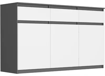 Obrázek produktu pro Komoda 120 cm 3 zásuvky 3 dveře skříňka FRAMIRE S-3 mix antracit