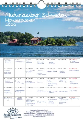 Produktbild von Naturzauber Schweden Planer DIN A4 Kalender für 2026 Natur Reise Land Urlaub - Seelenzauber