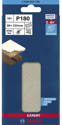Image de Feuilles abrasives BOSCH EXPERT rectangulaire bois et peinture net M480 - 80X133mm - G80 - 2608900734