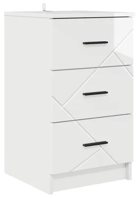 Obrázek produktu pro Noční skříňka se zásuvkou Bílá s vysokým leskem 38 x 38 x 66 cm