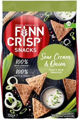 Produktbild von Finn Crisp Snacks Vollkorn Roggenchips Sour Cream und Onion 150g