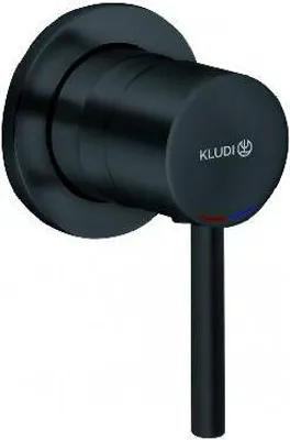 A black matte wall-mounted shower mixer.