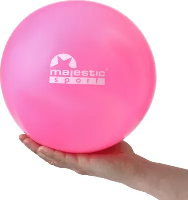 Obrázek produktu pro Majestic Sport Mini Gym Ball, 25cm měkký míč na pilates, malý gymnastický míč s nafukovací slámou na jógu, růžový.