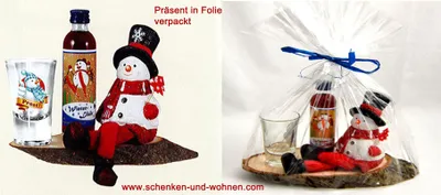 Produktbild von Präsent-Set Schneemann auf Astscheibe
