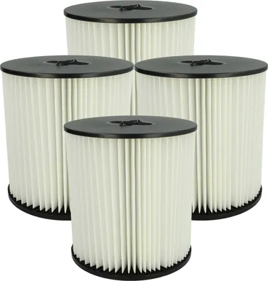 Produktbild von vhbw 4x Faltenfilter kompatibel mit VacuFlo FC550, FC610, FC650, FC520, FC530, FC300 Staubsauger - Patronenfilter Schwarz Weiß