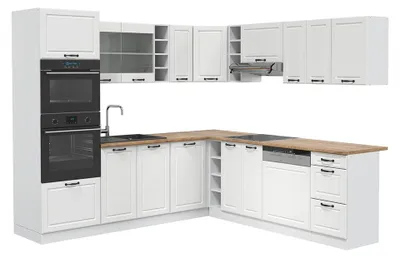Obrázek produktu pro Rohová kuchyň Vicco R-Line Bílý venkovský dům/Bílá 247 x 237 cm, PD Dub, Model 42121