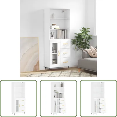 Produktbild von The Living Store Highboard Weiß 69,5x34x180 cm Holzwerkstoff