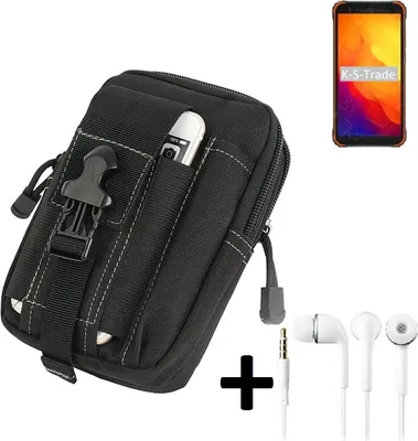 Produktbild von K-S-Trade Gürteltache + Kopfhörer kompatibel mit Blackview BV4900S Gürtel Tasche Holster Schutz Hülle Handy Hülle  schwarz inkl. Extrafächer