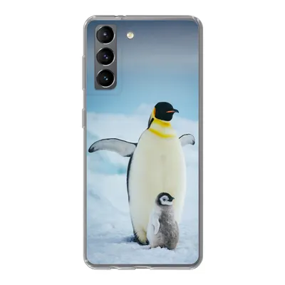 Produktbild von MuchoWow® Handyhülle Schutzhülle Hülle für Samsung Galaxy S21 Kaiserpinguin mit Jungen Silikon Softcase Handy Hülle - Softcase