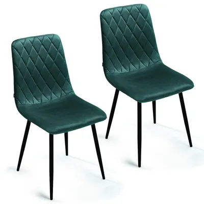 Produktbild von Lina® Elisia Esszimmerstuhl im modernen Design - Samt - Bequemer Stuhl für Ihr Esszimmer, hochwertiger Stoff, ergonomische Form - 2er Set - Grün