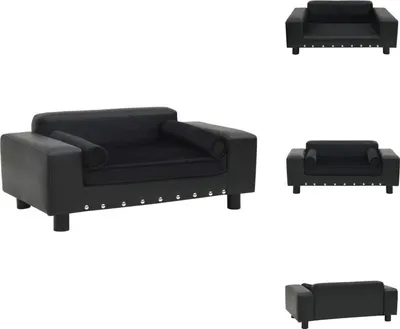 Image de vidaXL Canapé pour chien Noir 81x43x31 cm Peluche et cuir synthétique - Lits pour chiens