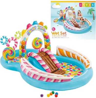 Produktbild von INTEX 57149NP - Planschbecken - Candy Zone (295x191x130cm) aufblasbar Kinderplanschbecken Playcenter