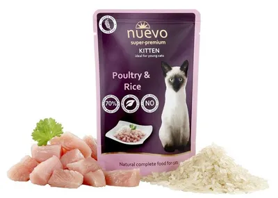Obrázok produktu pre Nuevo Cat Kitten Poultry with Rice 16 x 85g - kapsičky pre mačiatka s hydinovým mäsom