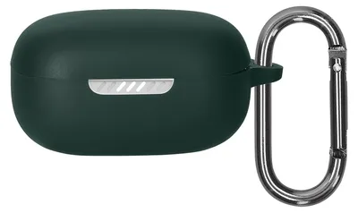Produktbild von kwmobile Schutzhülle für JBL Live Pro 2 TWS Hülle - TPU Silikon Case für Kopfhörer Ladecase - stoßfestes Cover mit Karabiner - Dunkelgrün
