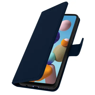 Produktbild von Avizar, Kunstleder-Klappetui mit Standfunktion für Samsung Galaxy A21s, Nachtblau