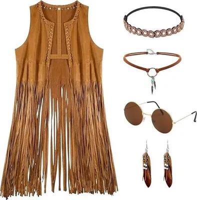 Produktbild von Hippie-Outfit – Fransenweste – 60er- und 70er-Jahre-Motto – Karneval – Halloween