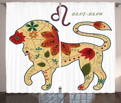 Produktbild von ABAKUHAUS Astrologie Rustikaler Vorhang, Orientalischer Blumenleo, Wohnzimmer Universalband Gardinen mit Schlaufen und Haken, 280 x 225 cm, Mehrfarbig