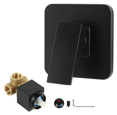 Image de Mitigeur de douche encastré, monocommande, noir, en laiton