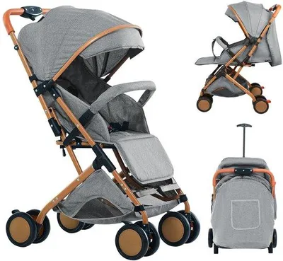 Produktbild von Kinderwagen inklapbar verstelbar mit Sonnenabdeckung und Aufbewahrungsnetz bis 20 kg, grau, 71x45x98cm
