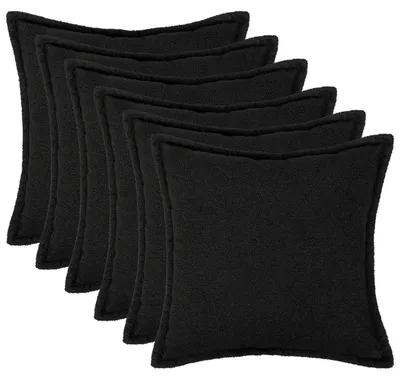 Productafbeelding van vidaXL Kussenhoezen, 6 stuks, houtlook, zwart, 30 x 30 cm, bouclé