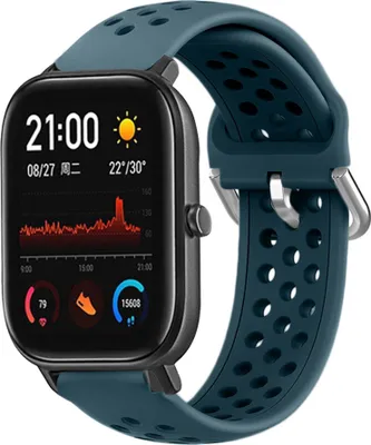 Produktbild von Strap-it Xiaomi Amazfit GTS Silikonarmband mit Löchern (Felsengrün)