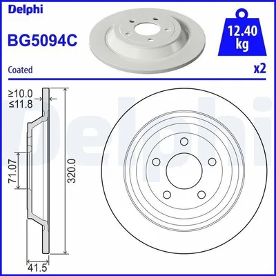 Produktbild von 2x DELPHI Bremsscheibe BG5094C für FORD USA Mustang VI Coupe Mustang VI Cabrio