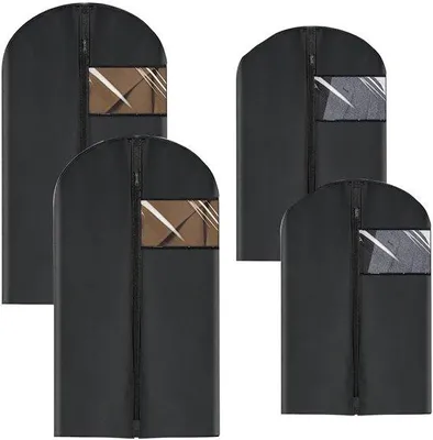 Produktbild von Kleiderschrankset - 4 Stück - schwarz - PEVA - 100x60 cm und 120x60 cm