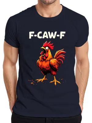 Produktbild von F-CAW-F Schrei Hahn lustig Humor Meme Gockel Cartoon Geschenk Herren T-Shirt, Navy, 3XL