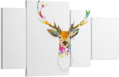 Produktbild von Bild auf Leinwand - Leinwandbild - Deer fantasie Graffiti Grafik - 120x70cm - Wand Bild - Wanddeko - Leinwanddruck - Bilder - Kunstdruck - Wanddekoration - Leinwand bilder - Wandkunst - DL120x70-3161