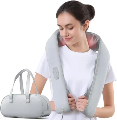 Zdjęcie produktu dla Masażer do ramion - poduszka do masażu Shiatsu - łagodzi bóle mięśni - regulowane paski - 1,85 kg - czarny