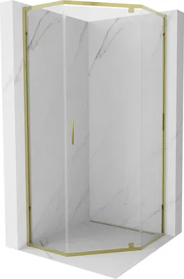 Image de Mexen Exo cabine de douche pentagonale 80 x 80 cm, transparent, or - 812-080-080-50-00