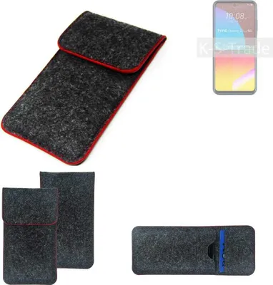 Produktbild von K-S-Trade Handy Schutz Hülle kompatibel mit HTC Desire 21 Pro Schutzhülle Handyhülle Filztasche Pouch Tasche Case Sleeve Filzhülle dunkelgrau