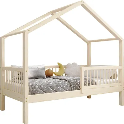 Obrázek produktu pro Dětská postel TIMBEE MURLO house 90x180 cm s roštovým rámem přírodní dřevo borovice výška nohou postele 23 cm