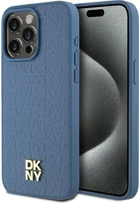 Zdjęcie produktu dla Etui DKNY Leather Monogram MagSafe do iPhone 15 Pro Max niebieski
