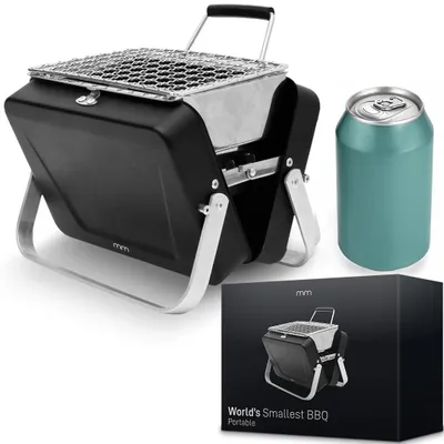 Produktbild von Mini-Grill Tragbarer Grill Taschengrill - Edelstahl - 18 x 6 x 15,5 cm - Für Park und Strand