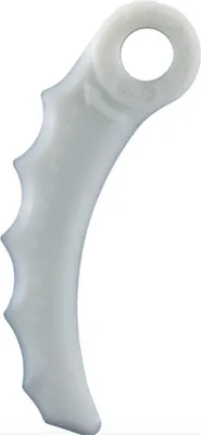 A white plastic replacement blade for a tool.
