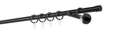 Produktbild von Gardinenstange auf Maß 20mm Cap 1-lauf Wandträger 12cm Farbe: Schwarz, Größe: 250cm