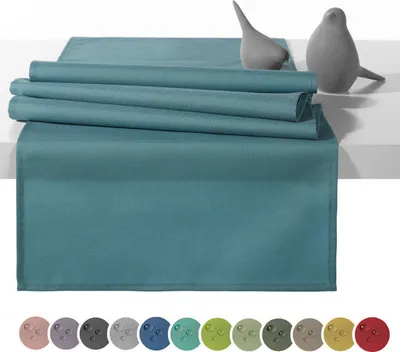 Produktbild von heimtexland Outdoor Tischläufer Garten Tischdecke 45x145 Tischdeko wasserabweisend wetterfest UV-beständig Typ551 Hellblau
