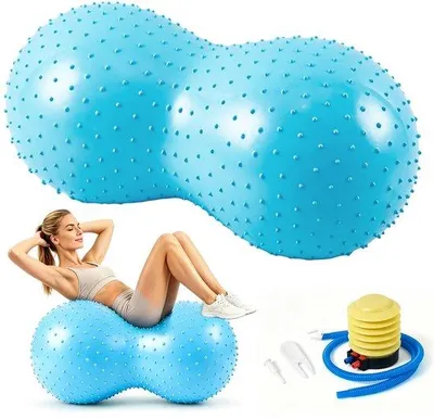 Productafbeelding van Yogabal Pinda 45 x 90 cm, gymnastiekbal met noppen en luchtpomp, anti-burst balansmassagebal voor yoga, pilates, revalidatie in blauw, g