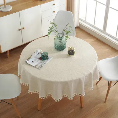 Productafbeelding van Tafelkleed, afwasbaar, linnen, katoen, rond, 120 cm