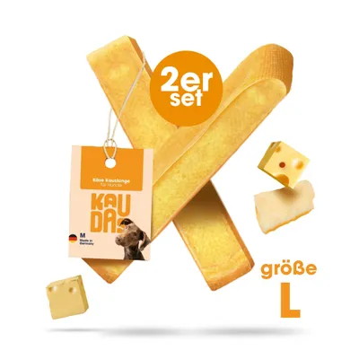 Produktbild von KAUDAS Käse-Kaustange für Hunde - 2× L 100 % Hartkäse, zahnreinigend & natürlich