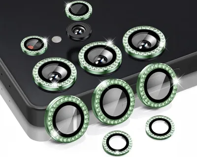 Produktbild von Kamera Linsenschutz Glas Set mit Schmucksteinen für Samsung Galaxy S25 Ultra Schutzglas Camera Linse Panzerfolie 9H Pastell Grün