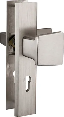 Zdjęcie produktu dla Klamka zewnętrzna Floko satyna - długa szyld, aluminium, zabezpieczenie antywłamaniowe, na wkładkę do drzwi 38-70 mm