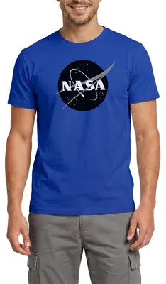 Produktbild von Spreadshirt NASA Classic Logo Schwarz Weiß Männer T-Shirt, XL, Dunkelblau