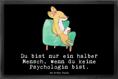 Produktbild von Mr. & Mrs. Panda Fussmatte Psychologin Herz 40 x 60 cm - Schwarz - Geschenk, Fußabstreifer, Fußabtreter, Schmutzmatte, Schmutzfangmatte, fußmatte