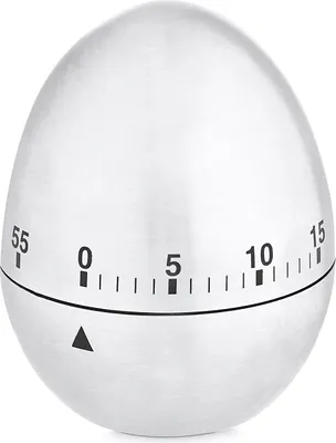Produktbild von KURZZEITMESSER Ei aus Kunststoff 60 min. Edelstahloptik mechanisch Eieruhr Küchentimer Wecker Stoppuhr Küchen-Timer Küchenuhr 87