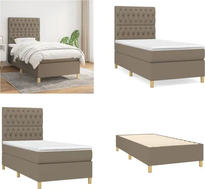 Produktbild von vidaXL Boxspringbett mit Matratze Taupe 90x190 cm Stoff - Boxspringbett - Boxspringbetten - Bett - Schlafzimmermöbel