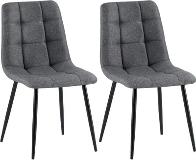 Obrázek produktu pro 2dílná sada jídelních židlí - Kuchyňské židle - Design vhodný pro údržbu | Barva: tmavě šedá, Materiál: prach