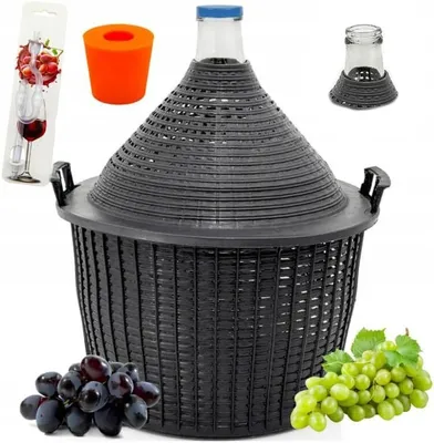 Produktbild von 25L Glasgärballon mit Kunststoffkorb + Gärröhrchen aus Glas + Gummistopfen